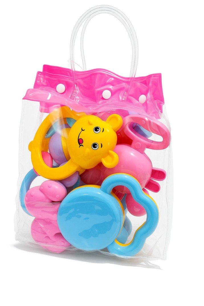 Colorful Attractive Plastic Non Toxic Set of 5 Shake & Grab Rattle