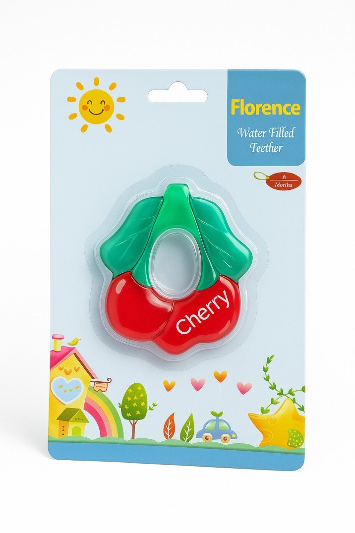 .Pack of 1 Pcs) Cherry Shape Baby Teether/Baby Water Filled Teether Cherry Shape/Baby Teether Chusni Sacker/Soother Rattle Nibbler Teether Toy for Baby Kids/Colorful Silicone teether